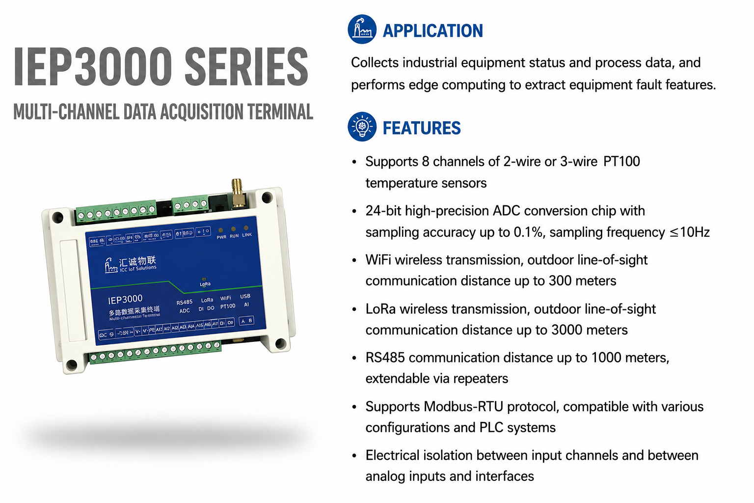 IEP3000 multi-channel acquisition terminal for condition monitoring