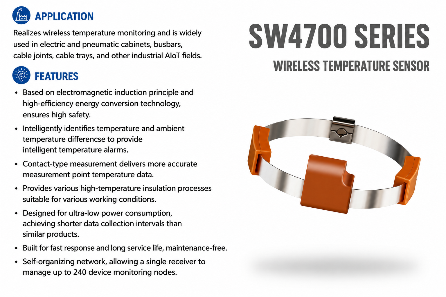 SW4700 wireless temperature sensor for industrial equipment monitoring